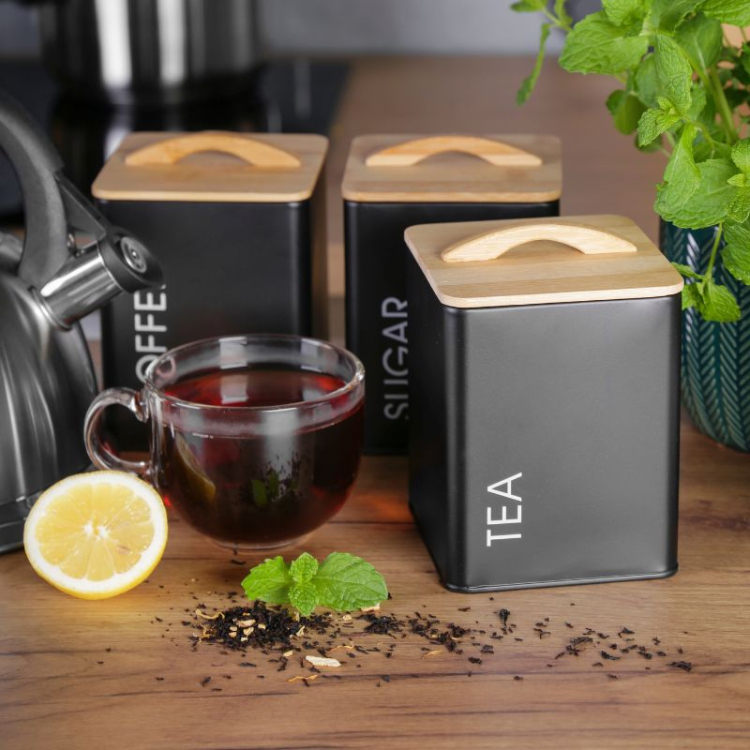 Pojemnik spożywczy kwadratowy Alcano Tea, czarny